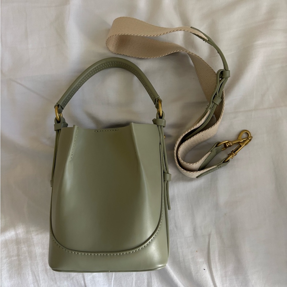 Zara Mini Bag in Sage Green with Gold Accents